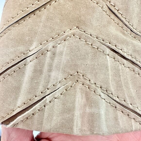 BEBE TAN SUEDE Textured LEATHER ZIP Bomber‎ JACKET COAT SIZE Medium - Picture 6 of 16